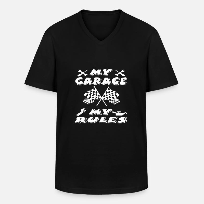Garage - Männer-T-Shirt mit V-Ausschnitt - Schwarz