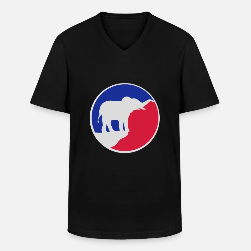 Elefant Silhouette Klippe Mond - Männer-T-Shirt mit V-Ausschnitt - Schwarz