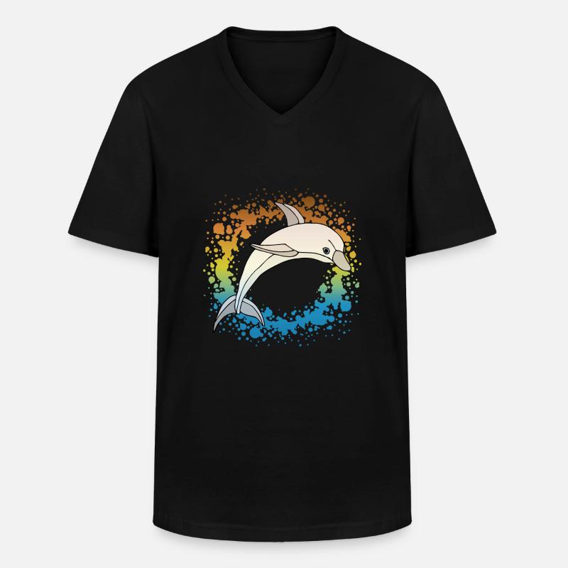 Delfin - Männer-T-Shirt mit V-Ausschnitt - Schwarz