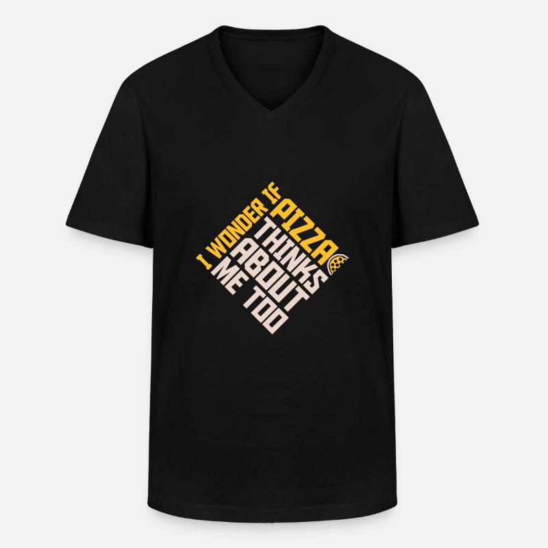pizza thinks about me - Männer-T-Shirt mit V-Ausschnitt - Schwarz