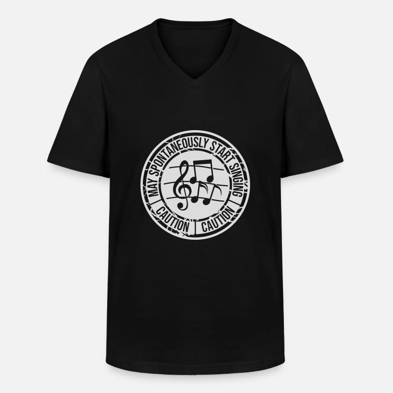 may spontaneously start singing - Männer-T-Shirt mit V-Ausschnitt - Schwarz