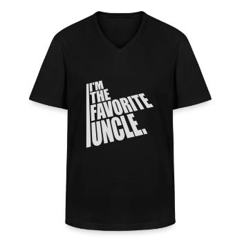 at The Favorite Uncle - Men's V-Neck T-Shirt - black - Front - AI Model Male 178 dark (178cm)