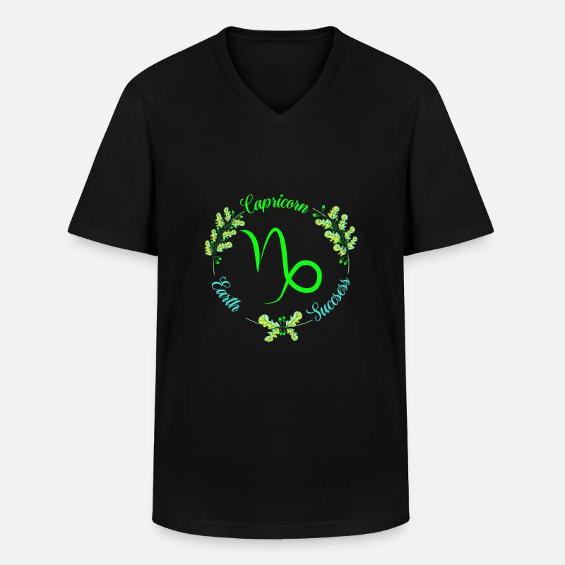 Sternzeichen Steinbock - Männer-T-Shirt mit V-Ausschnitt - Schwarz