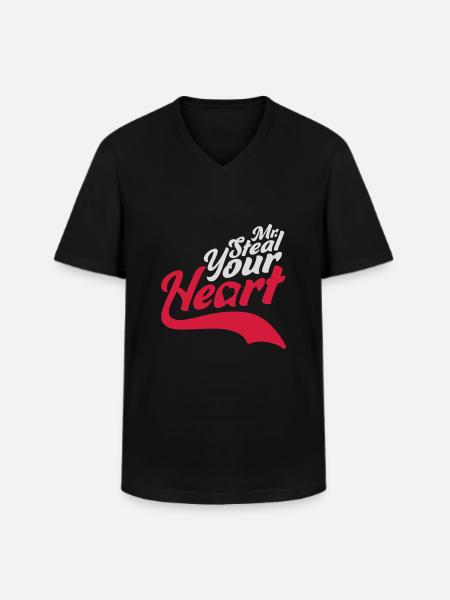 Mr steal your heart - Men's V-Neck T-Shirt - black
