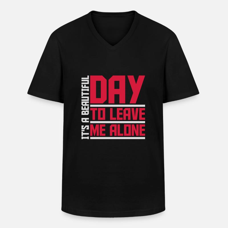 leave me alone day - Männer-T-Shirt mit V-Ausschnitt - Schwarz