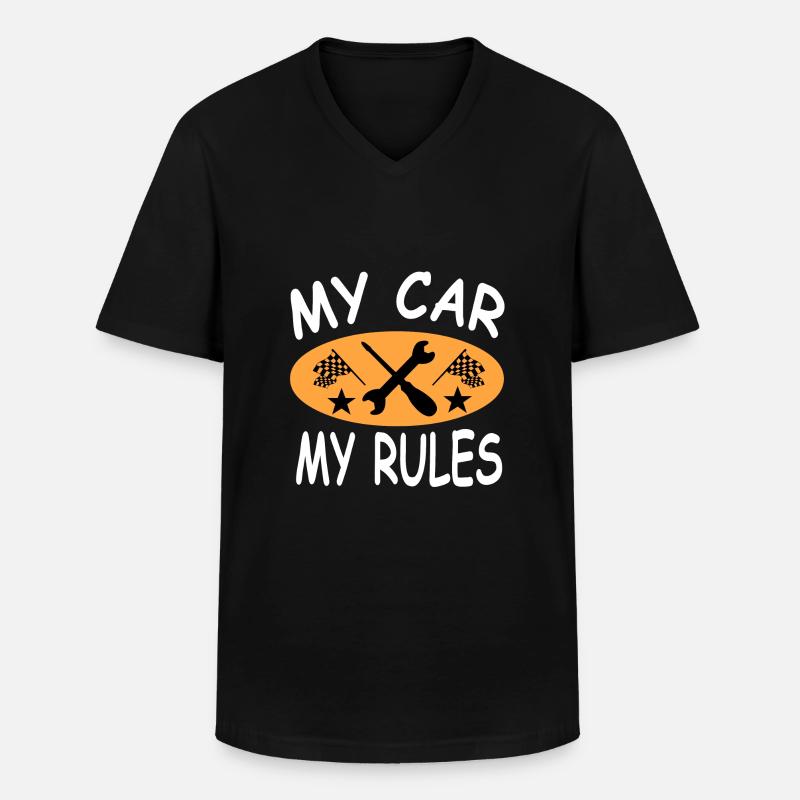 Auto - Männer-T-Shirt mit V-Ausschnitt - Schwarz