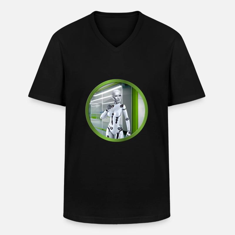KI Roboter - Männer-T-Shirt mit V-Ausschnitt - Schwarz