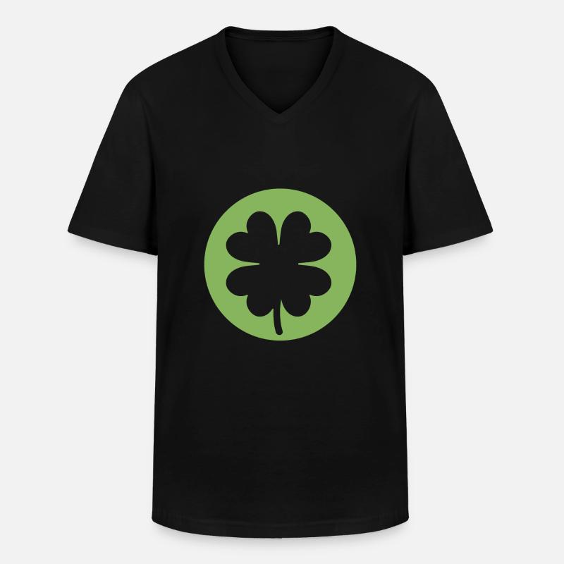 Trèfle vert pour la Saint-Patrick - T-shirt col V Homme - noir