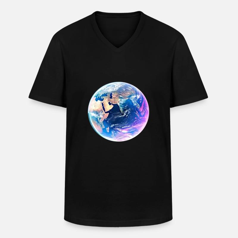 Welt - Männer-T-Shirt mit V-Ausschnitt - Schwarz
