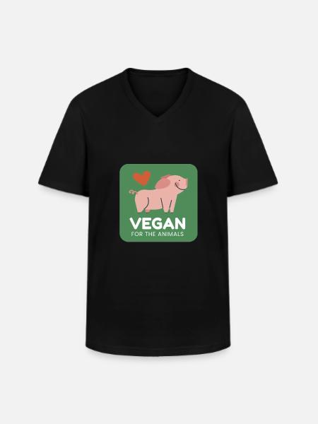 Vegan for animals - Men's V-Neck T-Shirt - black