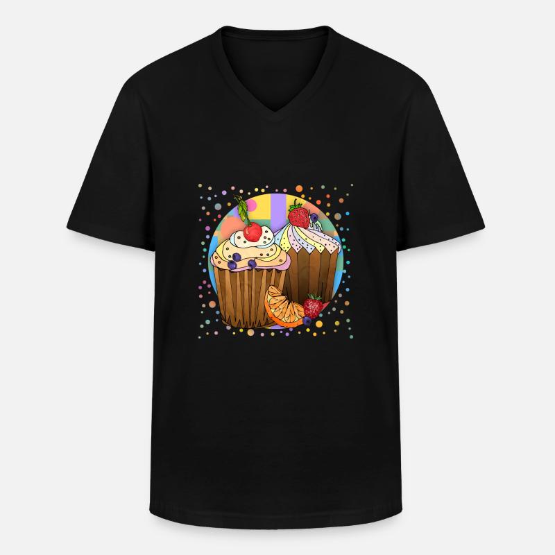 Kuchen - Männer-T-Shirt mit V-Ausschnitt - Schwarz