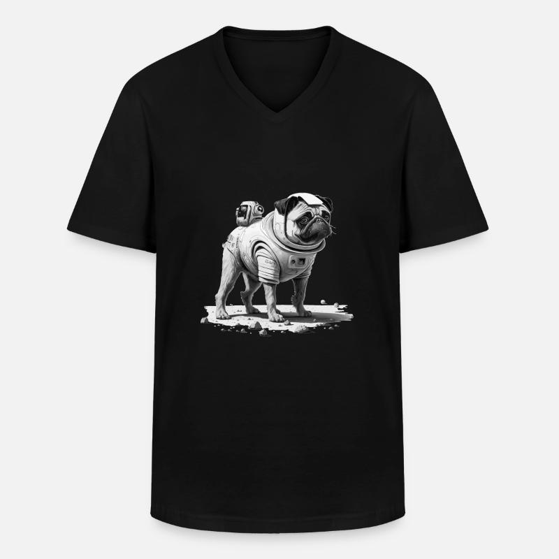 Mops auf dem Mars - Männer-T-Shirt mit V-Ausschnitt - Schwarz