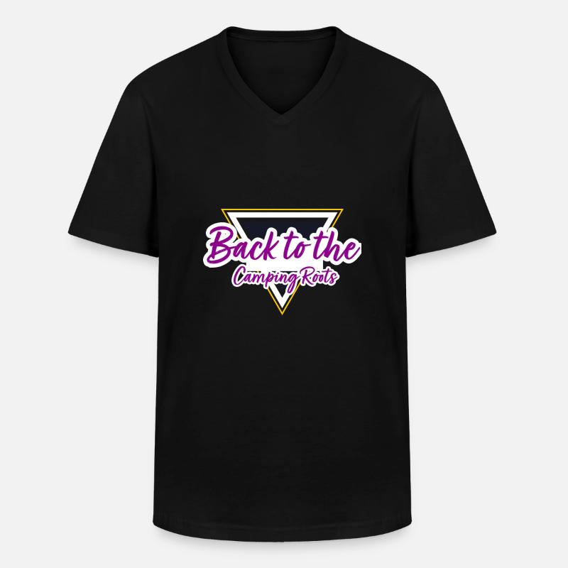 L.C Camper - Männer-T-Shirt mit V-Ausschnitt - Schwarz