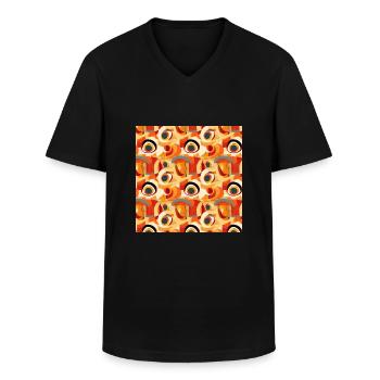 Formes abstraites sans couture Lignes Art moderne - T-shirt col V Homme - noir - Devant - AI Model Male 178 dark (178cm)