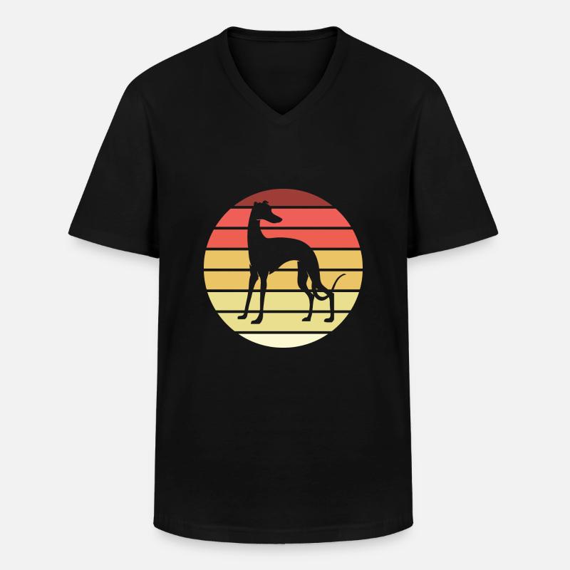 Whippet Retro Hund - Männer-T-Shirt mit V-Ausschnitt - Schwarz