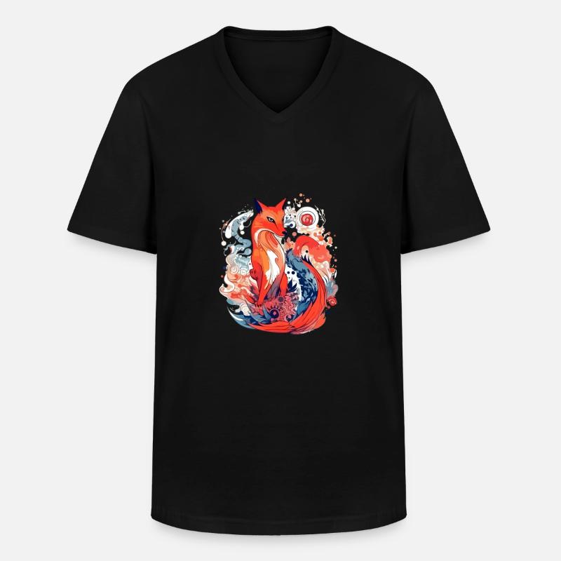 Mowglo der elegante Fuchs - Männer-T-Shirt mit V-Ausschnitt - Schwarz
