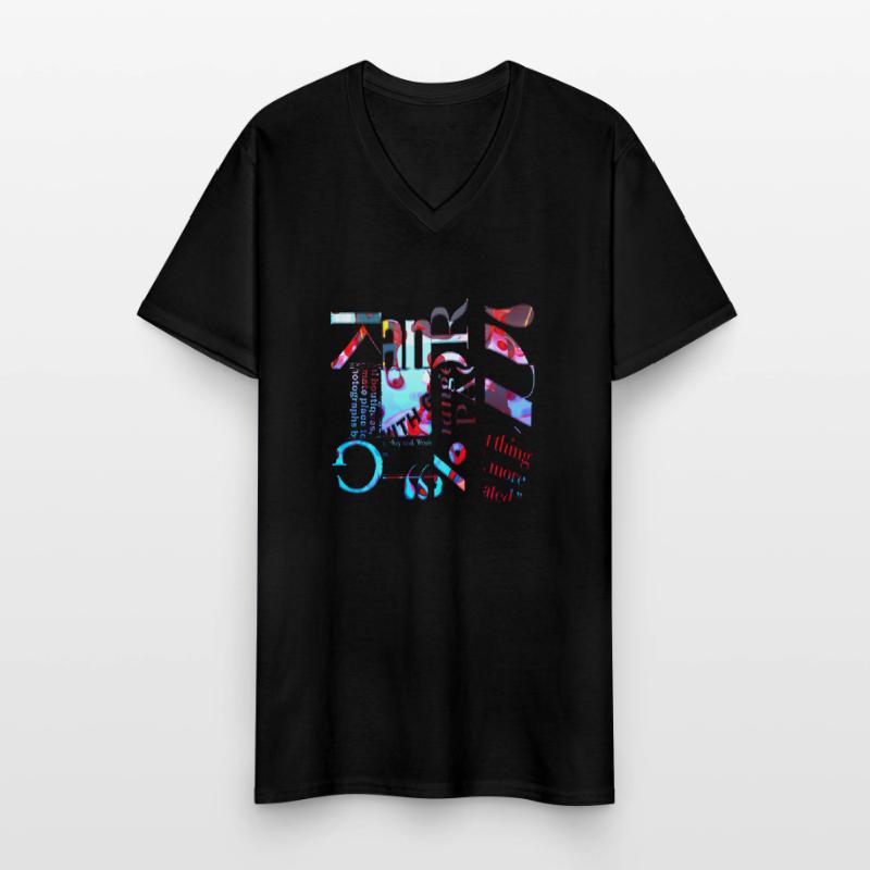 Newspaper Clips Scrapbook Magazines Alphabet Code Men's V-Neck T-Shirt