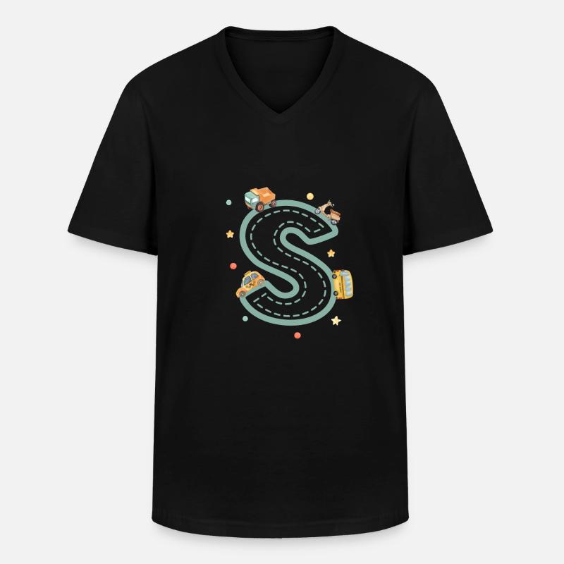 Fahrzeugbriefe - personalisiertes Kindergeschenk - Männer-T-Shirt mit V-Ausschnitt - Schwarz
