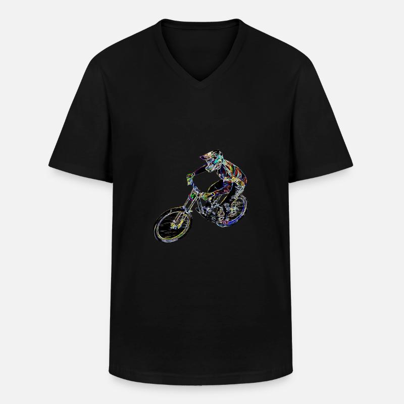 MTB MTB Downhill - Männer-T-Shirt mit V-Ausschnitt - Schwarz