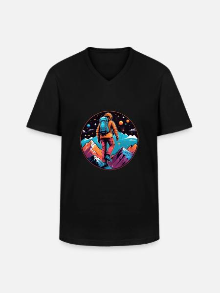 Climbing - Moon - Space - Men's V-Neck T-Shirt - black