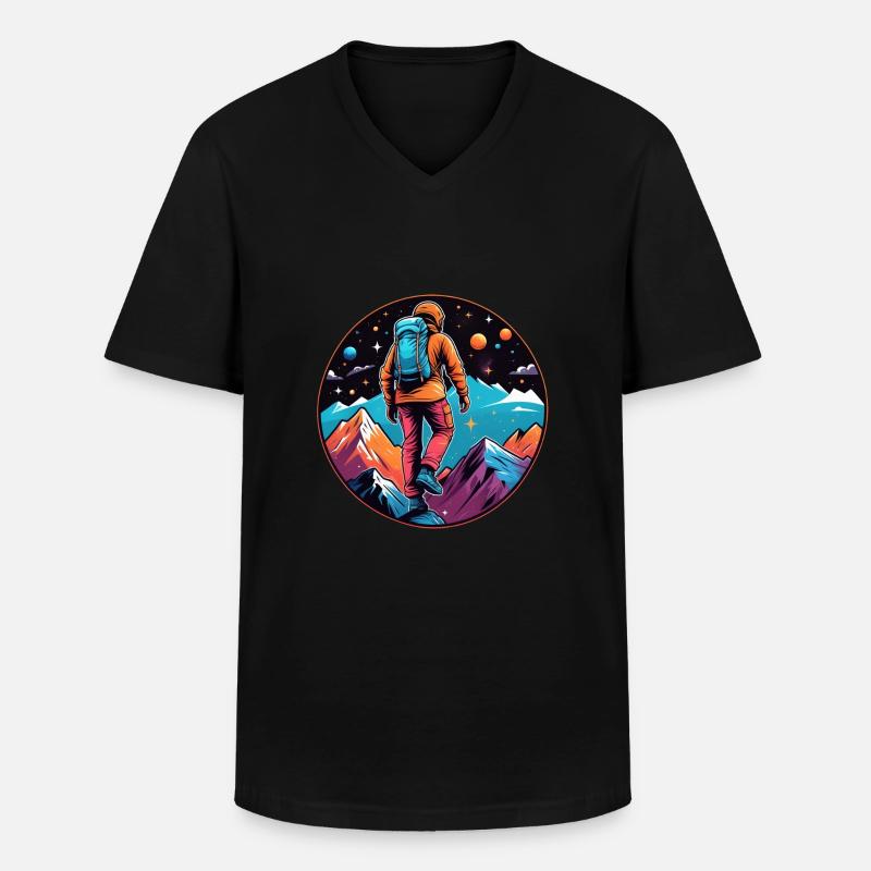 Klettern - Mond - Weltraum - Männer-T-Shirt mit V-Ausschnitt - Schwarz