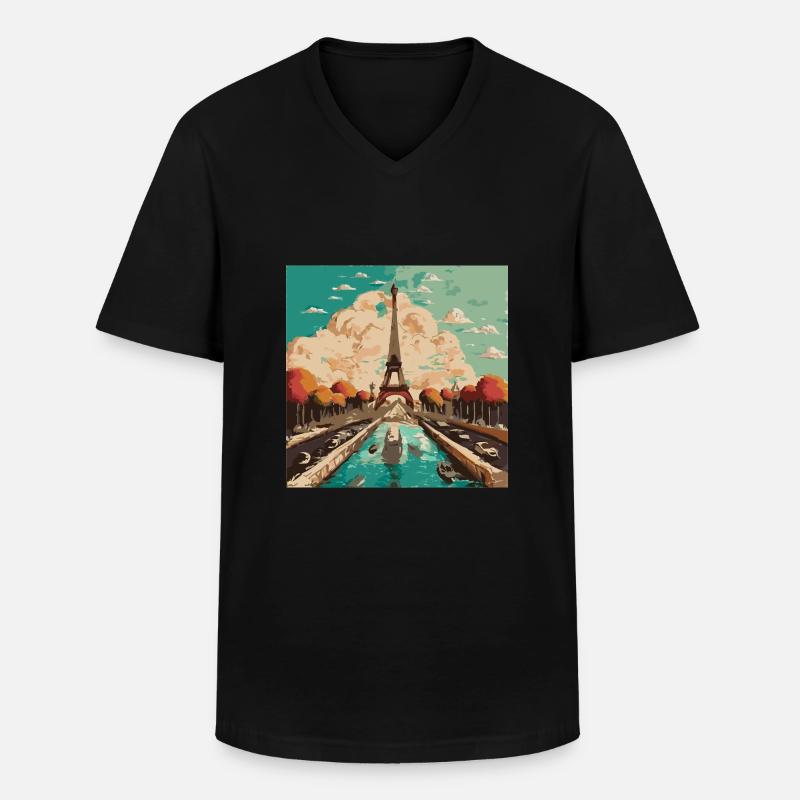 Eiffelturm in Paris - Männer-T-Shirt mit V-Ausschnitt - Schwarz