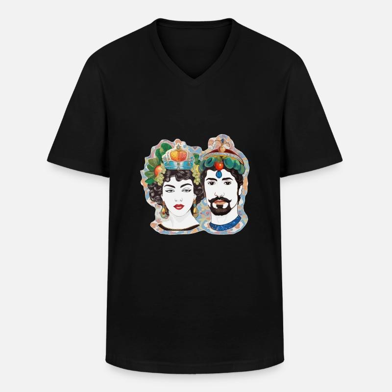 teste di moro - Männer-T-Shirt mit V-Ausschnitt - Schwarz