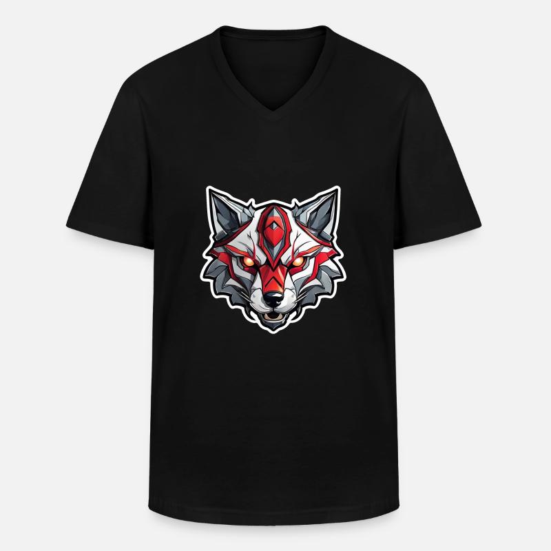 Wolf Tattoo - Männer-T-Shirt mit V-Ausschnitt - Schwarz