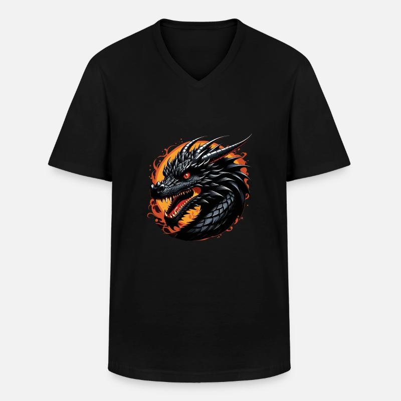 Schwarzer Drache - Männer-T-Shirt mit V-Ausschnitt - Schwarz