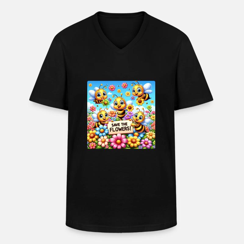 Rettet die Blumen - Männer-T-Shirt mit V-Ausschnitt - Schwarz