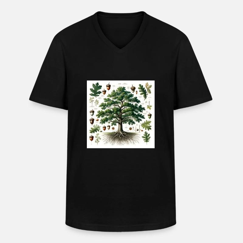 Botanik Eiche - Männer-T-Shirt mit V-Ausschnitt - Schwarz