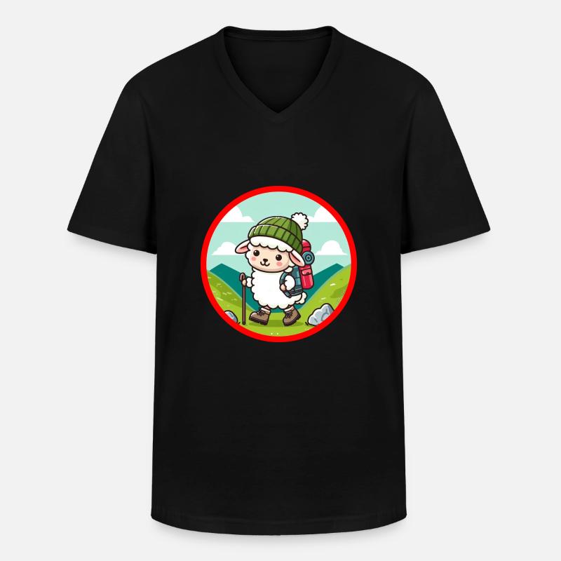 Bergwandernde Schafe - Männer-T-Shirt mit V-Ausschnitt - Schwarz