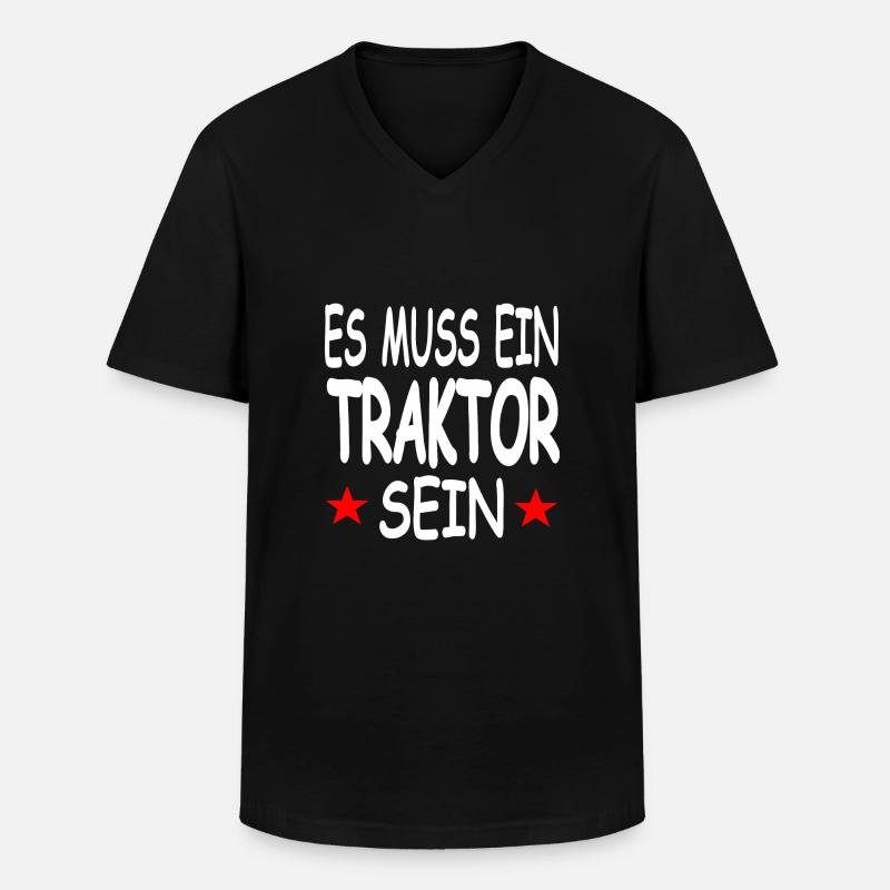 Traktor - Männer-T-Shirt mit V-Ausschnitt - Schwarz