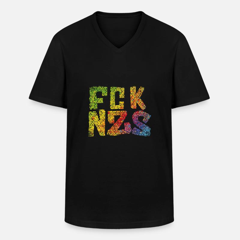 FCK NZS - Männer-T-Shirt mit V-Ausschnitt - Schwarz