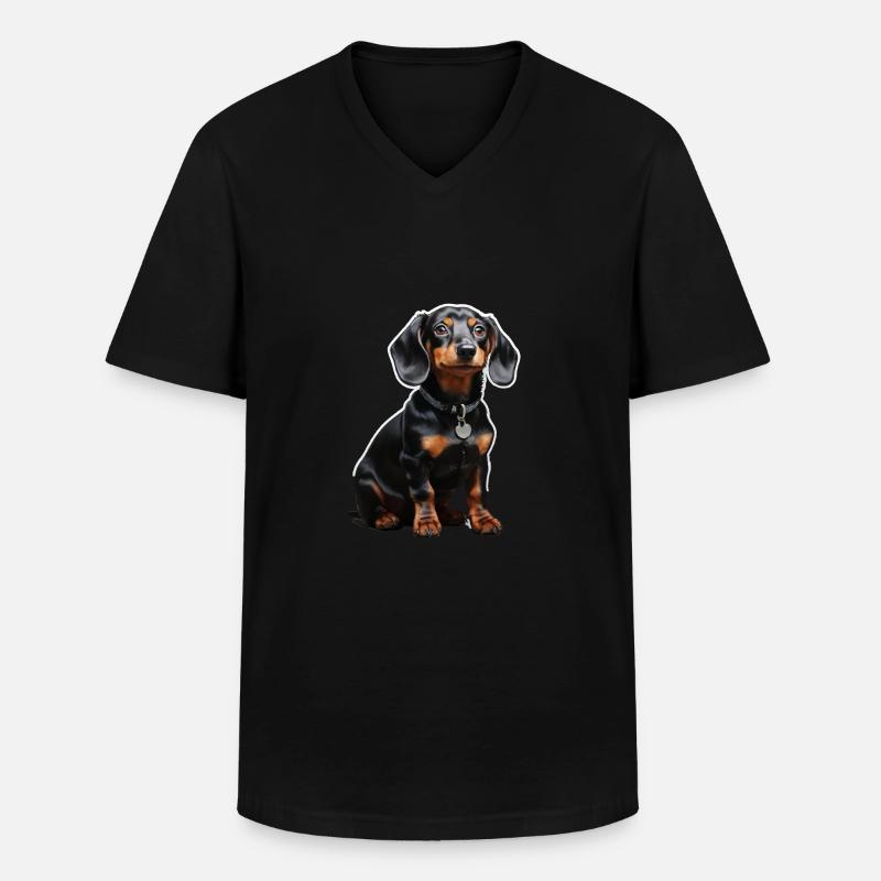 Dackel - Männer-T-Shirt mit V-Ausschnitt - Schwarz