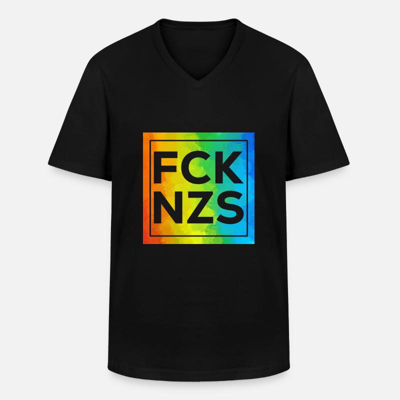FCK NZS Cutout mit Rahmen - Männer-T-Shirt mit V-Ausschnitt - Schwarz