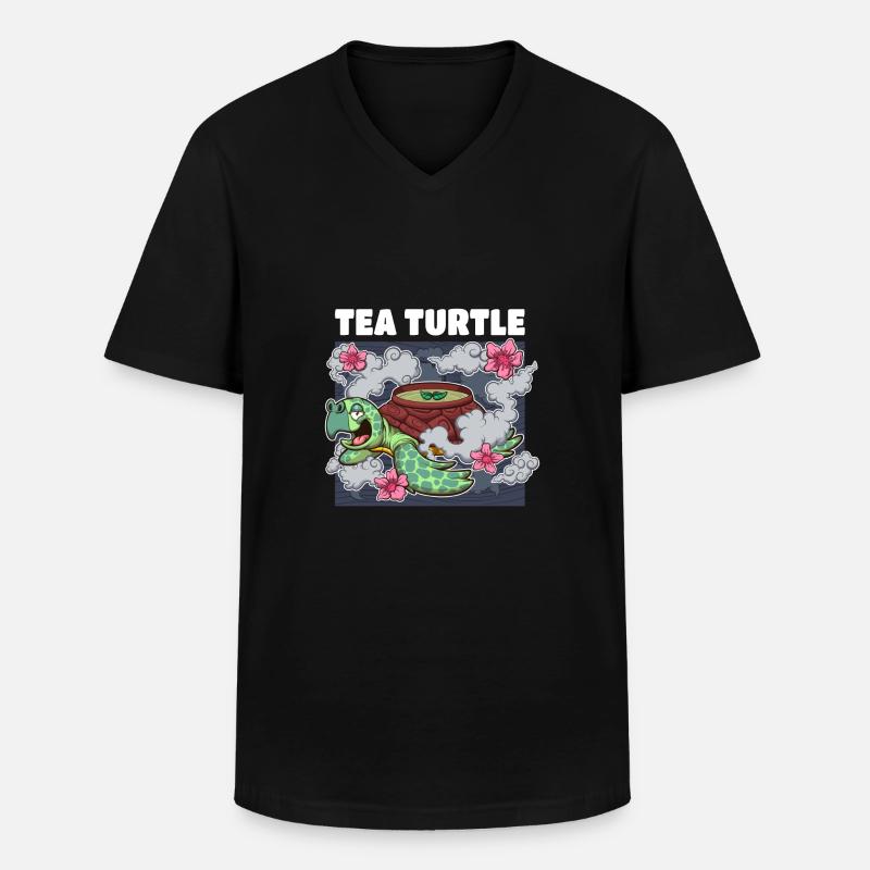 Tee-Schildkröte - Männer-T-Shirt mit V-Ausschnitt - Schwarz
