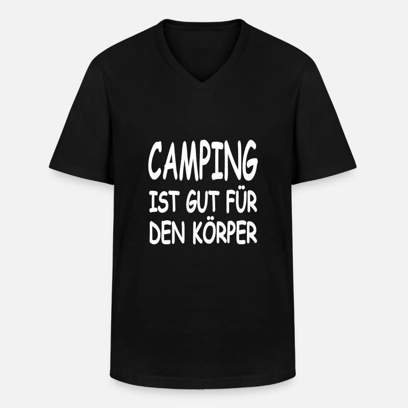 Camping - Männer-T-Shirt mit V-Ausschnitt - Schwarz