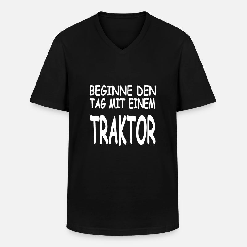 Traktor - Männer-T-Shirt mit V-Ausschnitt - Schwarz
