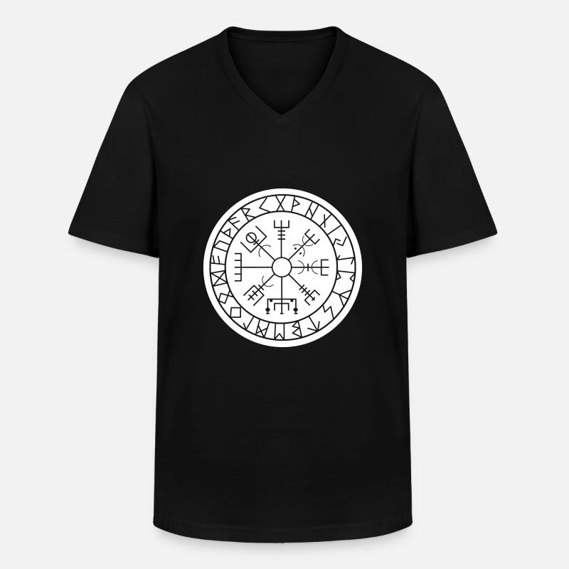 wikinger kompass - Männer-T-Shirt mit V-Ausschnitt - Schwarz