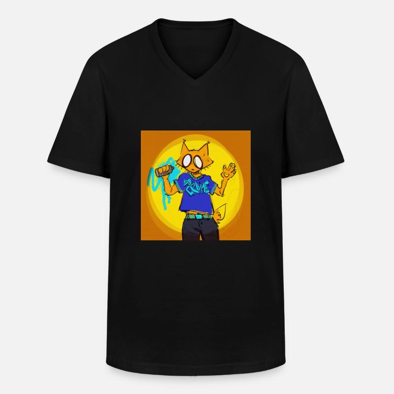 Fox Graffiti - Männer-T-Shirt mit V-Ausschnitt - Schwarz