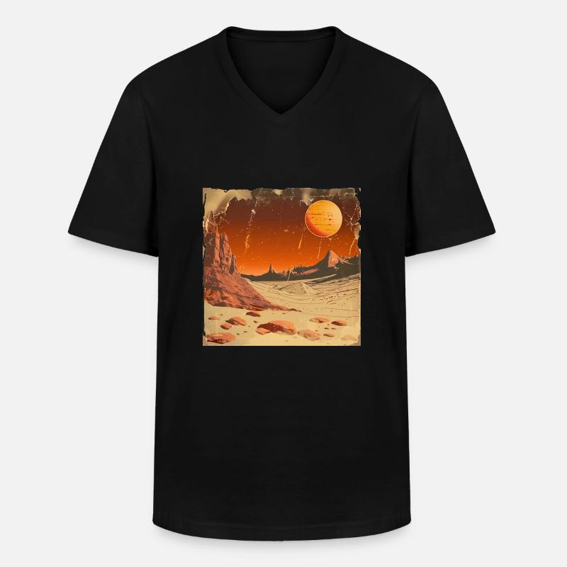 Mars - Männer-T-Shirt mit V-Ausschnitt - Schwarz