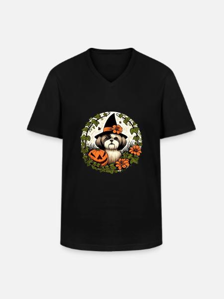 Halloween Shih Tzu - Men's V-Neck T-Shirt - black