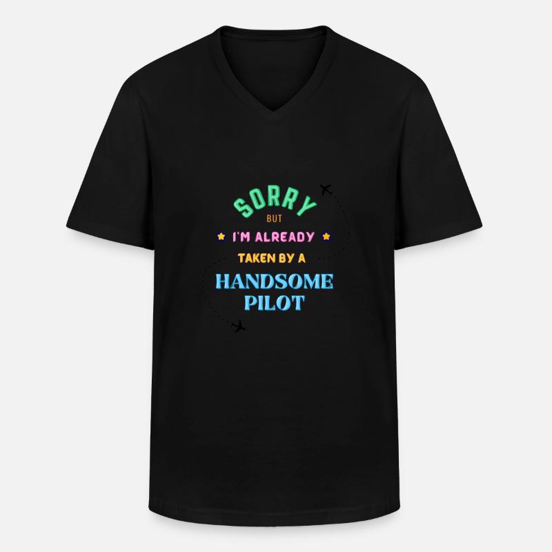 Die Freundin des Piloten - Männer-T-Shirt mit V-Ausschnitt - Schwarz