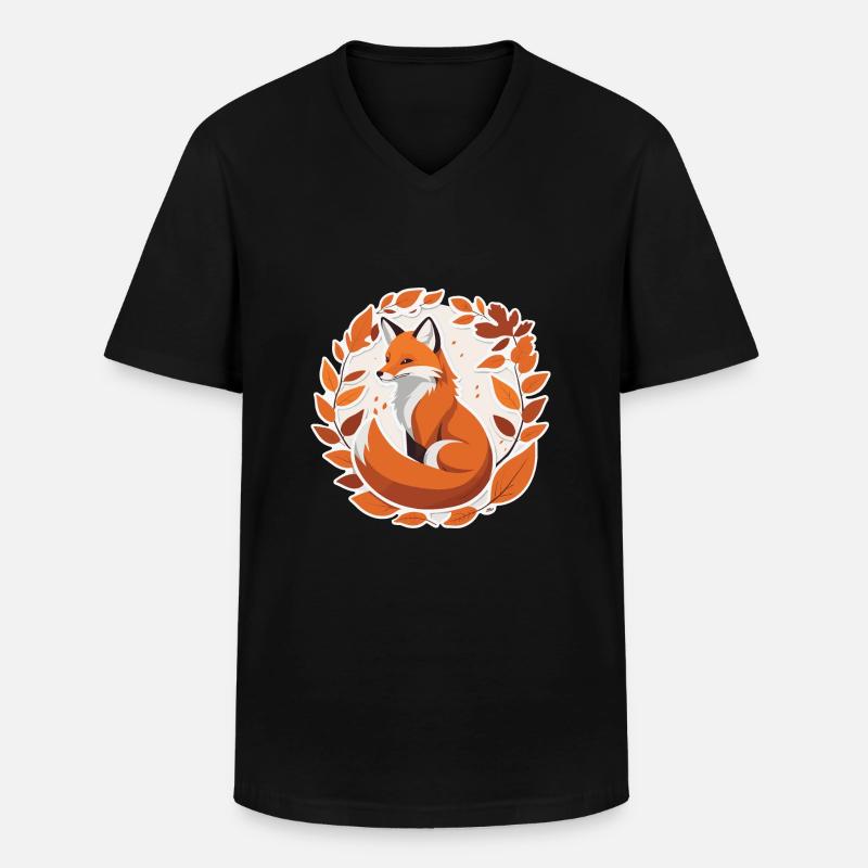 Fuchs im Herbst #2 - Männer-T-Shirt mit V-Ausschnitt - Schwarz