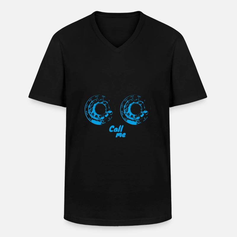 Telefon Romantic - version blau - Männer-T-Shirt mit V-Ausschnitt - Schwarz