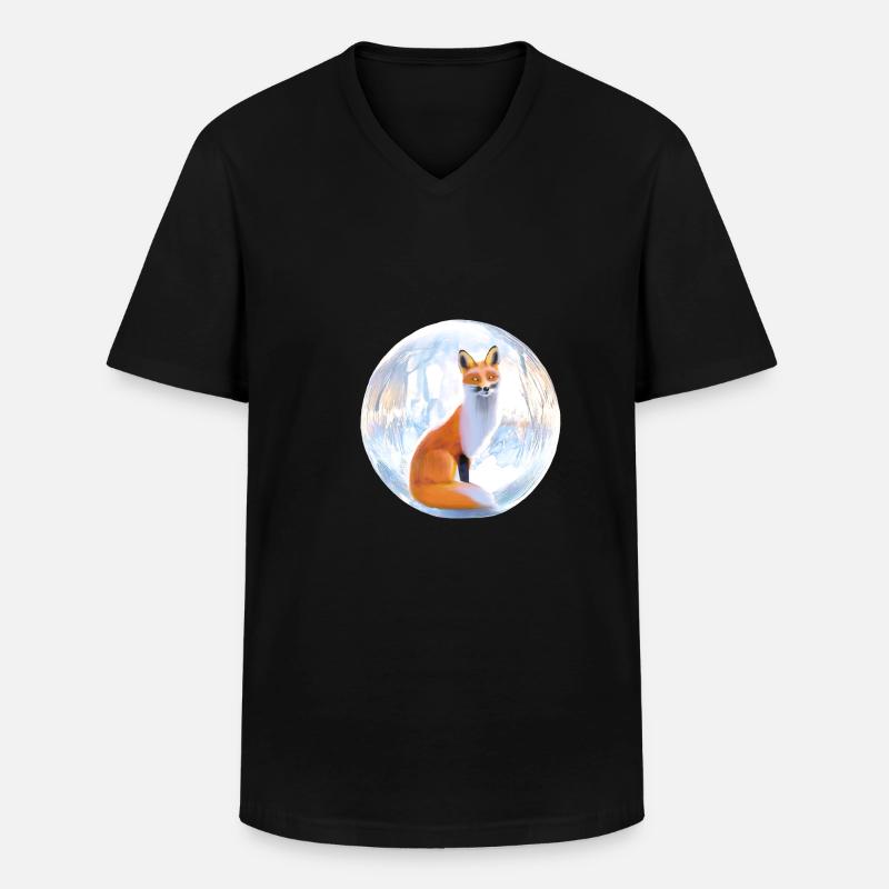Winterfuchs. - Männer-T-Shirt mit V-Ausschnitt - Schwarz