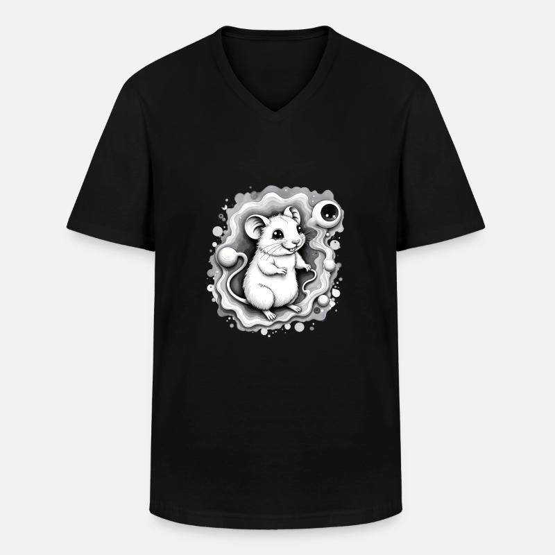 Hamster de l’espace - T-shirt col V Homme - noir