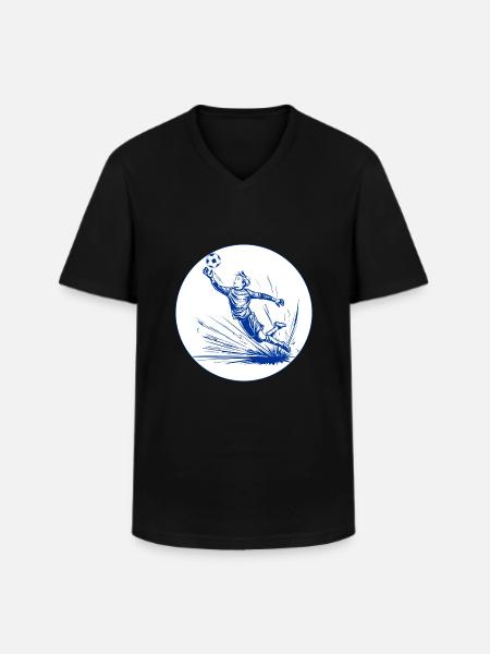 Goalkeeper (blue and white) - Men's V-Neck T-Shirt - black