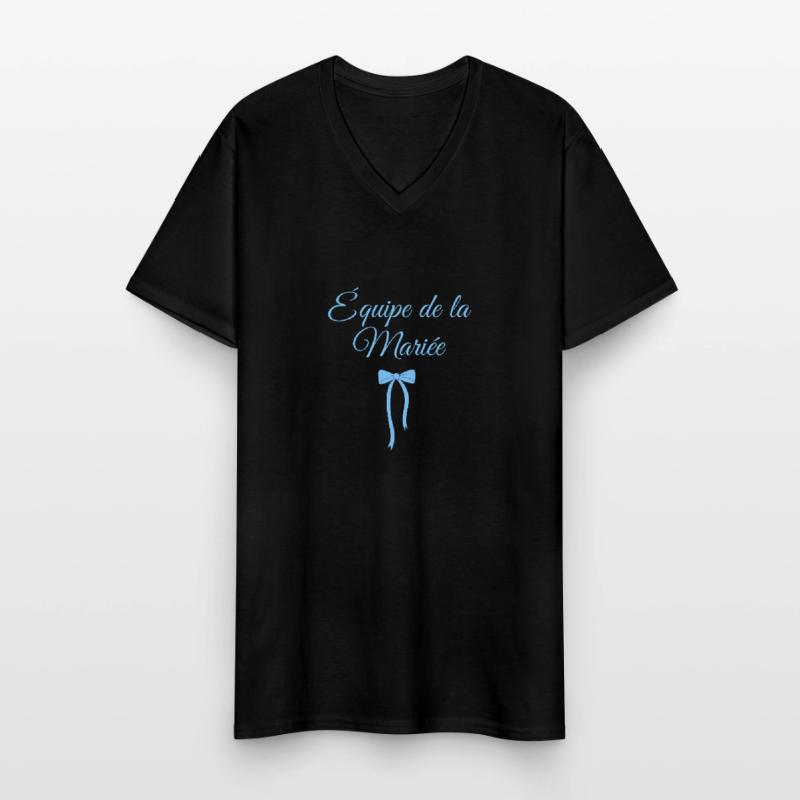 Team The Bride Blue Bow Men's V-Neck T-Shirt